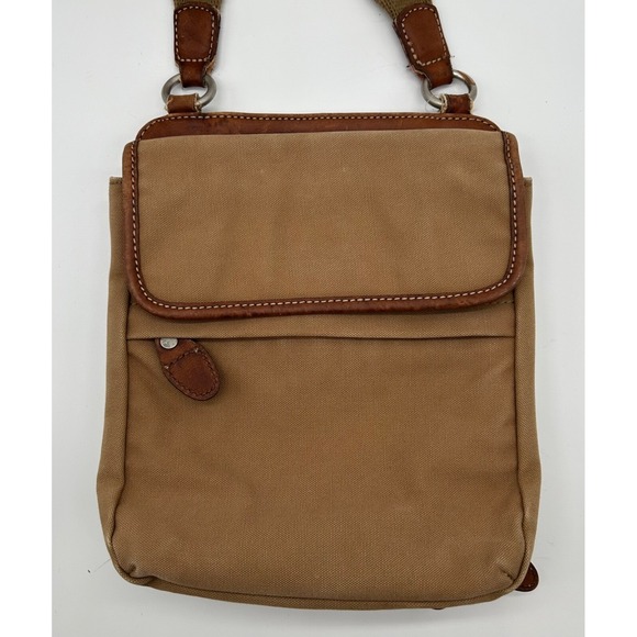 Fossil Handbags - Fossil Original Premium Durable Canvas Crossbody Bag No. 54 Brown Leather Trim